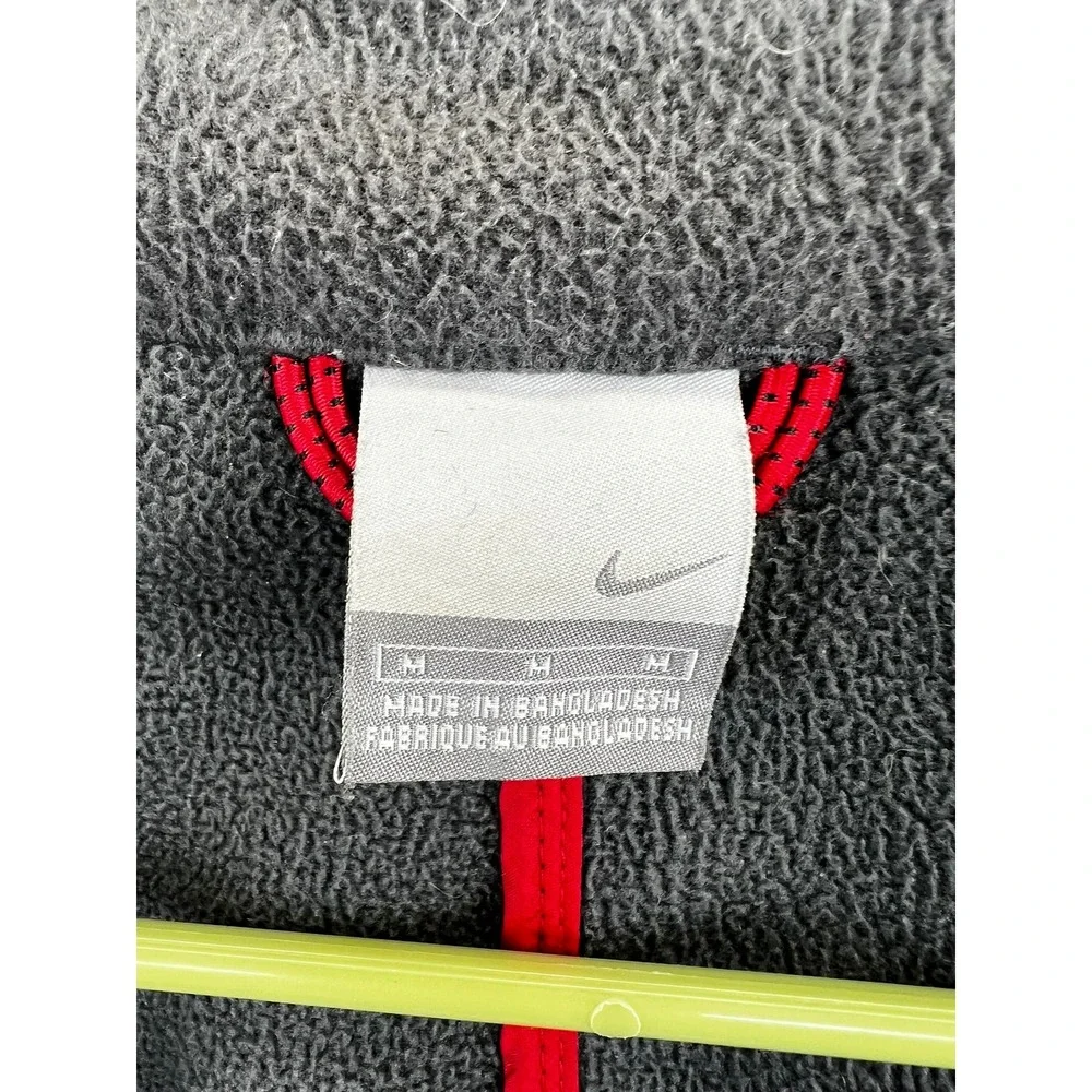 Vintage Nike Y2K Men's Fleece Jacket Black Grey Colorblock Full Zip‎ Medium